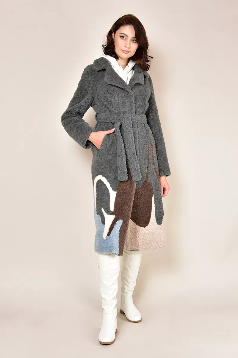 Шуба из эко меха модная ГР ШДИ-46 с цвет Серый фото