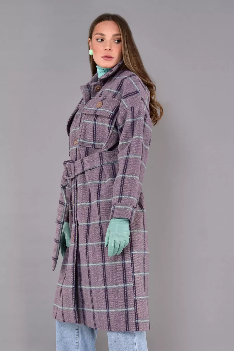 Пальто-рубашка женская в клетку ГР Пальто-333 цвет  фото